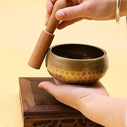 Tibetan Singing Bowl with Wood Stick Cushion Sound Bowl Handcraft Yoga Balancing