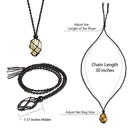 Natural unprocessed crystal raw stone hand woven rope adjustable necklace pendant for both men and women - color: D-Style 1