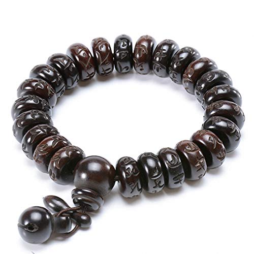 Tibetan Buddhist Mala Buddha Bracelet Natural Wood Bead Bracelet Om Meditation Yoga Prayer Bracelets - color: 15mm, size: 15mm