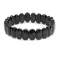 Keleny Semi Precious Stones 14mm Faceted Oval Beads Crystal Rock Elastic Bangle 7.5 Inch - color: Black Tourmaline