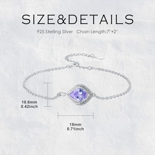 PELOVNY Celtic Knot Bracelet for Women 925 Sterling Silver Infinity Gemstone/Birthstone Bracelets Birthday Christmas Jewelry Gifts for Mom Daughter Wife - color: 02-Filigree-June Birthstone