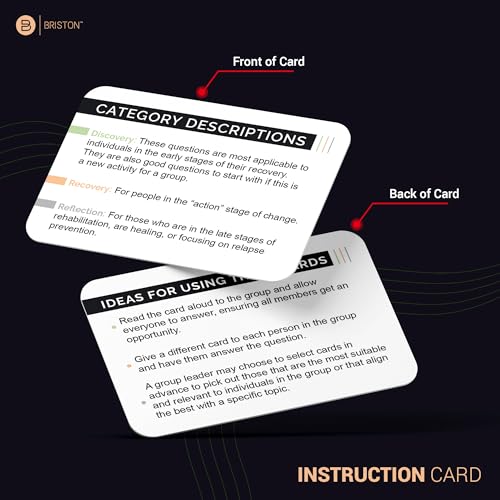 Overcome Addiction Recovery Questions Expanded Edition – 130 Therapy Prompt Flash Cards for Reflection, Group Counseling, Rehab & Recovery Support – Discovery, Recovery & Reflection by Briston