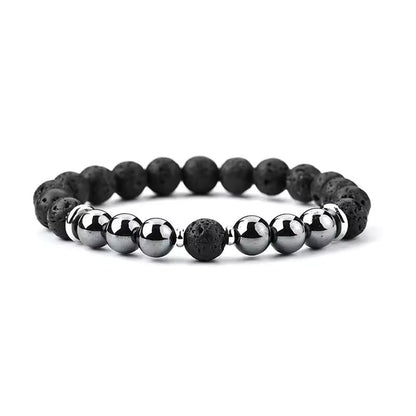 HZHRony Healing Crystal Stone Beads Bracelet Irregular Gemstone Beaded Bracelets For Women and Men Anxiety Relief Yoga Bracelet Jewelry Gifts 7 Inch - color: Black & Grey