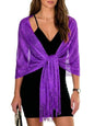 Sumolux Shawls Wraps for Evening Dresses Metallic Glitter Shawls Scarf for Women Sparkling Wedding with Free Buckle - color: Deep Purple