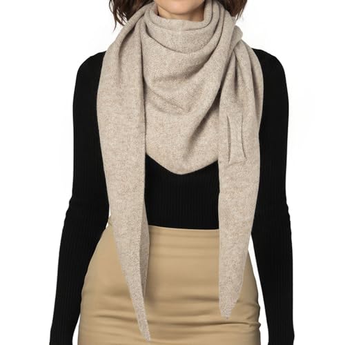 RIIQIICHY Shawl Wrap Women Pashmina Triangle Cape Knit Sweater Scarf for Fall Winter Fashion Accessory - color: Taupe Beige