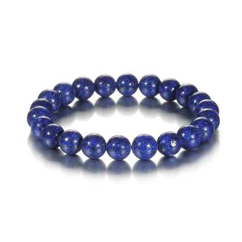 Womens Crystal Beaded Bracelets for Women Men Protective Energy Bracelet Natural Gemstone Bead Bracelet - color: Lapis(Creativity), size: 8mm