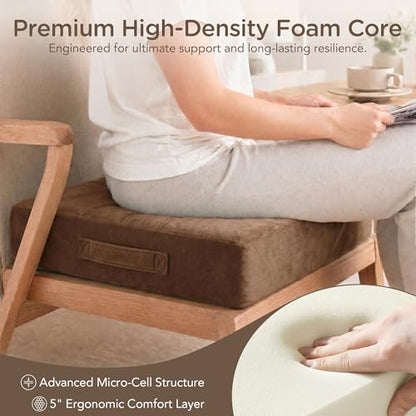 Codi Thick Replacement Couch Cushions 2 Sets, Upholstery Foam with Washable Covers for Sofa Cushion Chair Meditation - 24 × 24 × 5 Inch, High Density Foam, Coffee - color: Coffee, size: 24 Inch (Pack of 2)