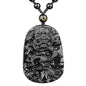 Black Obsidian Necklace Protection Pendant with Extended Bead Chain Healing Crystal Stone Amulet Necklace for Men Women - color: DragonA