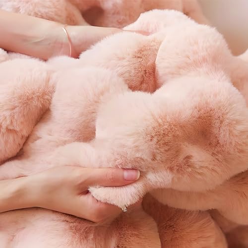 Large Fluffy Bed Blankets Throws Cozy Shaggy Faux Fur Blanket Soft Plush Thick Throw Blanket for Bed, Couch, Sofa, Office, Camping 60''x80'' Pink - color: D-pink, size: 60''x80''