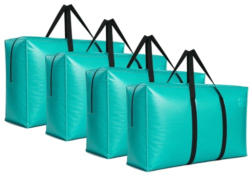 Extra Large Storage Bags, Jumbo Moving Tent Storage Bags, Waterproof Foldable Big Turquoise XXL Duffle Bag for Travel, 42x23x13.5inch - 4PACK - color: Turquoise-4 PACK, size: 42"L x 13.5"W x 23"H