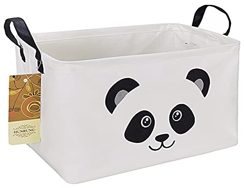 Rectangle Canvas Storage Basket Foldable Waterproof Toy Organizer Bin with Handles Fabric Collapsible Storage Bins for Shelves Kids Room Playroom Nursery Clothes and Pet Supplies(Rectangle Panda) - color: Rectangle Panda