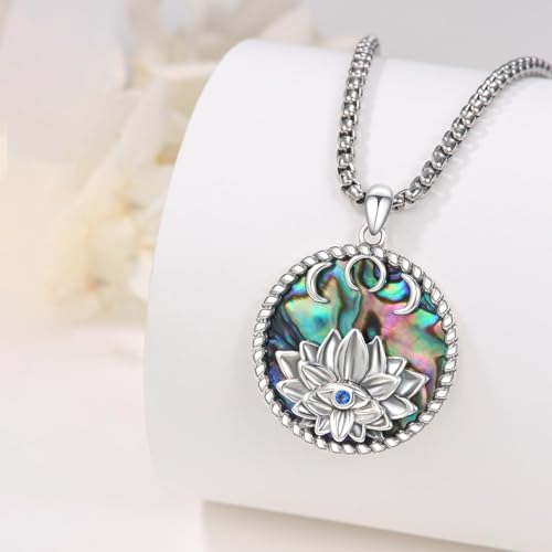 Evil Eye Necklace for Women 925 Sterling Silver, Protection Necklace with Blue Evil Eye Charm, Evil Eye/Lotus Pendant Jewelry, Birthday Christmas Gifts for Her - style: Lotus Evil Eyes 11