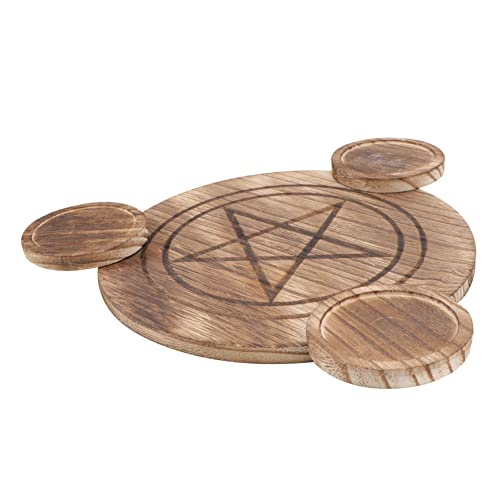 Religious Candlestick Decorative Wooden Candle Holder Tarot Adornment Stand for Ceremony (Khaki 16x16cm) - color: Khaki