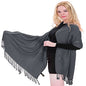 CJ Apparel Solid Color Tassels Design Nepalese Shawl Scarf Wrap Stole Throw Head Wrap Pashmina Gift Hand Made in Nepal New - color: Dark Grey A1038