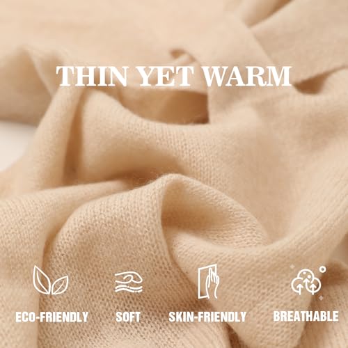 Cashmere Blend Shawl Wraps for Women,Cashmere Poncho Pashmina for Women Travel Scarf for All-Season with Gift Box - color: Khaki