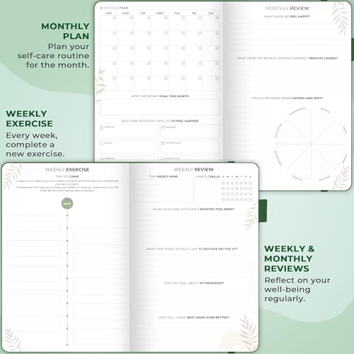 Clever Fox Self-Care Journal Premium – Daily Gratitude & Mental Health Notebook for Women – Reflection & Personal Development Journal (Forest Green) - color: Forest Green