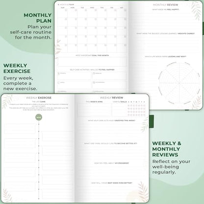 Clever Fox Self-Care Journal Premium – Daily Gratitude & Mental Health Notebook for Women – Reflection & Personal Development Journal (Forest Green) - color: Forest Green
