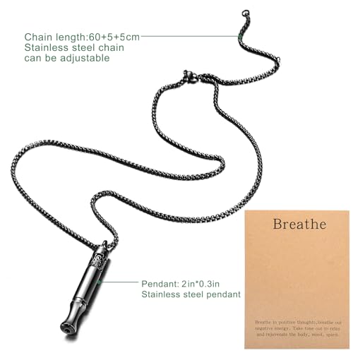 Anxiety Relief Pendant Mindfulness Breathing Necklace - Essential Oil Diffuser & Personal Inhaler Aromatherapy Necklaces for Women & Men (Black) - color: Black
