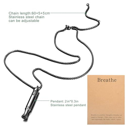 Anxiety Relief Pendant Mindfulness Breathing Necklace - Essential Oil Diffuser & Personal Inhaler Aromatherapy Necklaces for Women & Men (Black) - color: Black