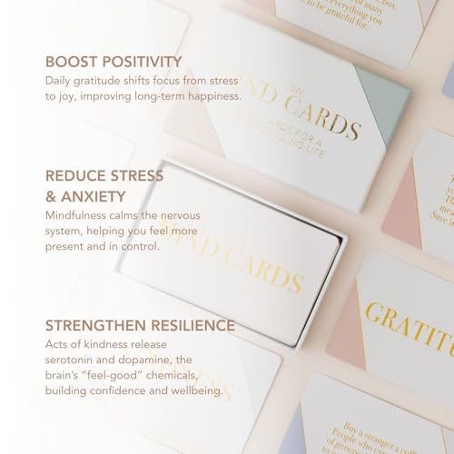 Mind Cards | 45 Cards for Daily Rituals, Gratitude & Journaling for Men and Women | Simple Steps to Positive Habits, Self Care for Busy Lives & Careers