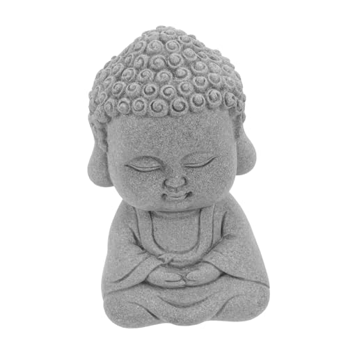 PRETYZOOM Handcrafted Sandstone Buddha Statue Minimalist Decor for Home Garden and Tea Elegant Indoor Desktop Sculpture Peaceful Ambiance Creator