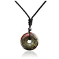 Jovivi 30mm Circle Donut Healing Crystals Necklace Natural Semi-Precious Chakra Gemstone Stone Amulet Lucky Coin Donuts Charm Protection Quartz Reiki Pendant Necklace for Men Women Adjustable Rope - color: Dragon Blood