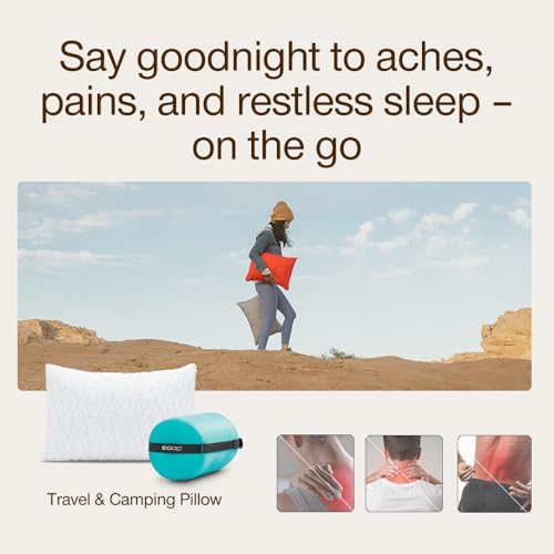 Coop Home Goods Original Adjustable Travel Pillow and Waterproof Pillow Protector Grey Bundle with Compressible Stuff Sack, Medium-Firm Memory Foam and Washable Cover, CertiPUR-US Certified (19x13) - style: Bundle Grey