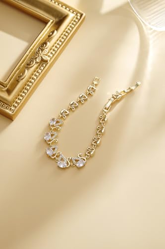 Bracelet for Women 14K Gold Plated Dainty Chain Simple Jewelry - style: Gold-Plated Crystal