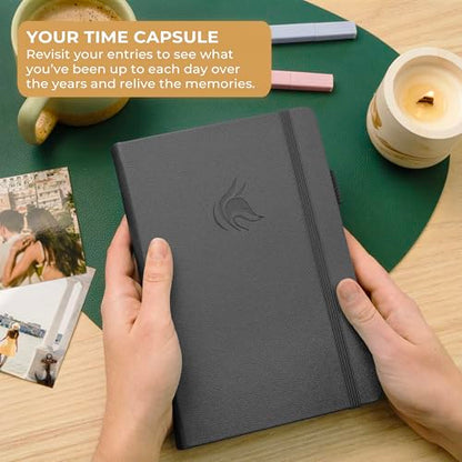 Clever Fox One Line A Day Journal – 5-Year Memory Notebook – Daily Time Capsule Diary for Women & Men –Five-Year Day-by-Day Planner (Silver Black) - color: Silver Black