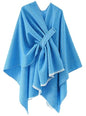 Women's Shawls Wrap Poncho Soft Capes Open Front Cardigan Large Blanket Wraps Shawl Knitted Cloak Cardigan Warm - color: New-blue
