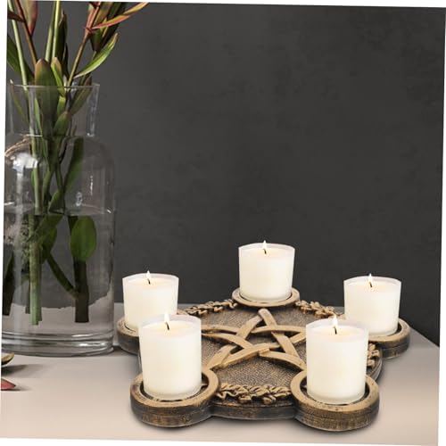 1pc Pentacle Star Candleholder Decorative Altar Prop for Rituals Wiccan Ceremonies Energy Gathering Mystical Design Bright Copper Finish