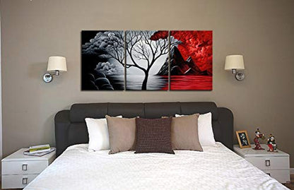 Wieco Art Extra Large The Cloud Tree Modern Gallery Wrapped Giclee Canvas Print Artwork Abstract Landscape 3 panels Pictures on Canvas Wall Art Ready to Hang for Living Room Kitchen Home Decor XL - size: 20x28inchx3pcs
