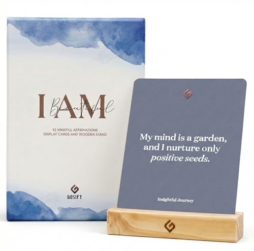 52 Positive Affirmation Cards for Women - Classic Blue Motivation Cards Size 4x5in with Display Stand - Mindful Affirmations to Daily Growth Challenges & Inspiration - Mindfulness & Self Care Gift for Women - color: Classic Blue