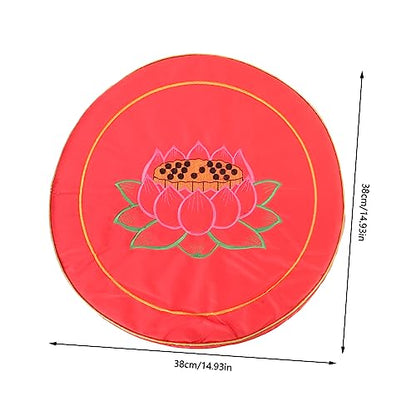 Happyyami Lotus Printing Meditation Seat Mat Yoga Cushion for Meditation and Worship - color: Red