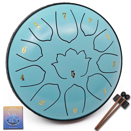 6.5-Inch 11-Note Steel Tongue Drum, Rain Drum for Outside and Garden, Musical Gift for Family and Friends, Great for Music Learning, Yoga and Meditation - color: Sky Blue, size: 6.5 Inch 11 Notes