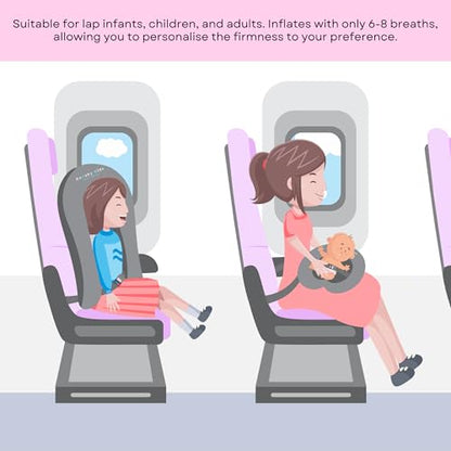 Kooshy Kids Premium Kooshy Kloud - Hand-Pumped Travel Pillow Nest - Inflatable Travel Pillow - Infant Kids Travel Cuddle Bed - Adult Back Support - Sleep on Planes - Approved All Airlines