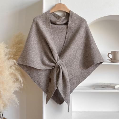 WaJuemy Pashmina Shawl Wraps for Women Cross Sweater Shawls and Wraps Cardigan Cape Front Poncho Knit Cashmere Sweater Shawl - color: 13 Khaki Dl