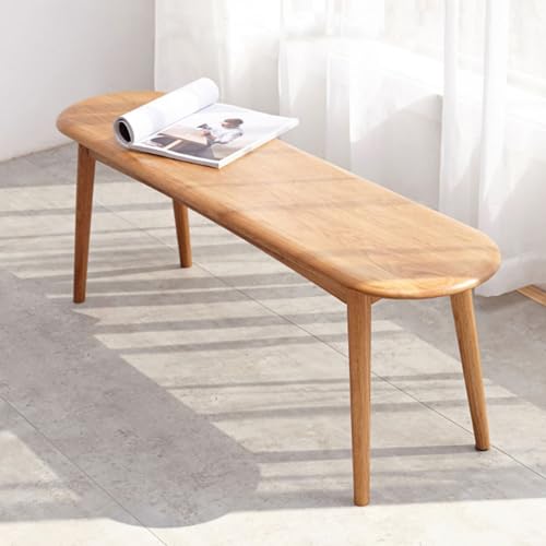 47'' 100% Solid Oak Wood Dining Bench,Rounded Corner Baguette Shape Chair Surface Design,Entryway Bedroom Bed End Bench (47.3inch, Natural Oak) - size: 47.3inch-Oak-Round Corner Baguette Shape