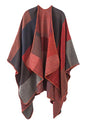 Urban CoCo Women's Color Block Shawl Wrap Open Front Poncho Cape - color: Series 1-red