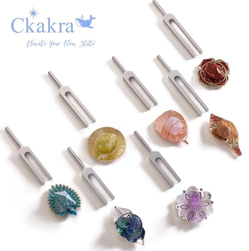 Ckakra Solfeggio Frequencies Tuning Fork with Crystal Kit,Solfeggio Energy Tuners,963hz Crown Chakra,Natural Amethyst,Meditation Gifts for Women,Shiny Silver - color: Crown Chakra