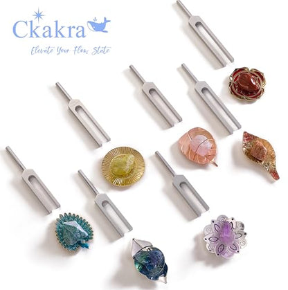 Ckakra Solfeggio Frequencies Tuning Fork with Crystal Kit,Solfeggio Energy Tuners,963hz Crown Chakra,Natural Amethyst,Meditation Gifts for Women,Shiny Silver - color: Crown Chakra