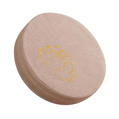 Meditation Cushion Comfortable Round Hard Foam Detachable Washable Floor Pillow for Balcony Living Room Tatami, Linen Material (Beige)