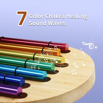 Meditation Chime With Mallet,Seven Tone Wind Chime,Handmade Chakra Bells Chimes,For Relaxation, Stress & Anxiety Relief, Chakra Healing, Outside Yoga