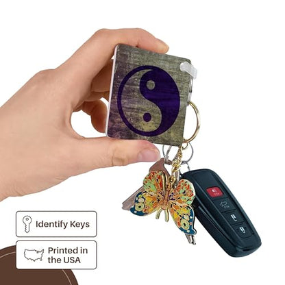 3dRose Yin Yang Inspirational Gift Set with Mug, Keychain, and Card - Purple Abstract Design for Spirituality Enthusiasts and Mindfulness Practice