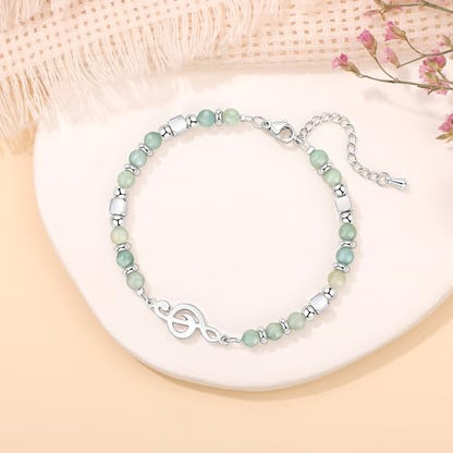 JoycuFF 𝗚𝗶𝗳𝘁𝘀 𝗳𝗼𝗿 𝗪𝗼𝗺𝗲𝗻 𝗠𝗼𝗼𝗻𝘀𝘁𝗼𝗻𝗲 𝗕𝗿𝗮𝗰𝗲𝗹𝗲𝘁 Amazonite Colorful Imperial Jasper Stainless Steel Beads Bracelets, Graduation Christmas Valentines Mothers Day Birthday Gifts - style: Music Gifts for Women