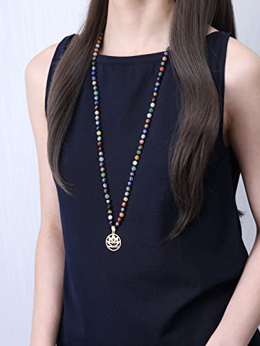 COAI 6mm Handmade Prayer Necklace 108 Mala Beads Stone Beaded Necklace