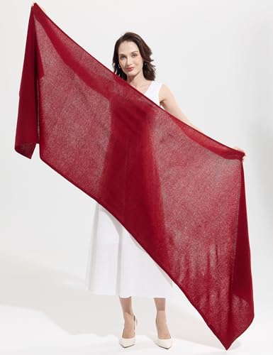 Soft Cashmere Blend Wrap Chic Scarf Stole for Women Wayfarer Travel Extra Large 87"x28" - color: Burgundy