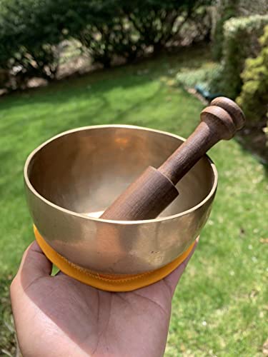 Beautiful hand hammered Tibetan Meditation Yoga Temple Bell Singing Bowl set 4.5