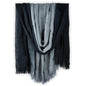 Two-tone Linen Scarf for Women Lightweight Summer Wrap Cotton Shawl Beach Travel Pashmina Gauze 75"×35" - color: Light Grey/Black