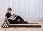 Leewadee 3-Fold Mat XXL with Triangle Cushion – Firm TV Pillow, Foldable Mattress with Cushion Made of Kapok, 67 x 31 inches, Brown - color: Sf10 - Brown, size: 3 seating segments XL